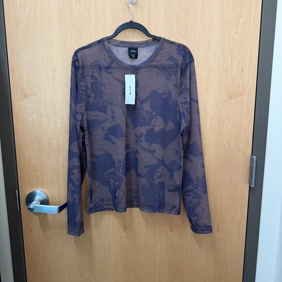 Urban Outfitters sheer mesh statue print long sleeve top womens small NWT - Picture 1 of 4